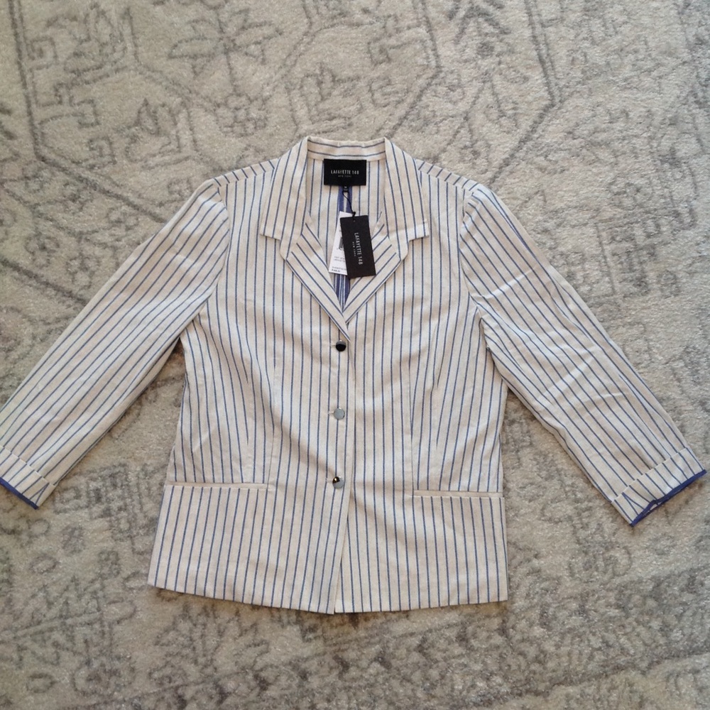 Lafayette 148 striped blaze baby blue